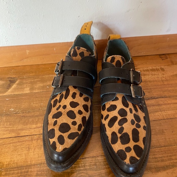 PSKAUFMAN LOAFERS SIZE 9 leopard pony hair and leather - Picture 6 of 6